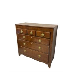 George III oak chest of drawers, fitted with three short and three long drawers