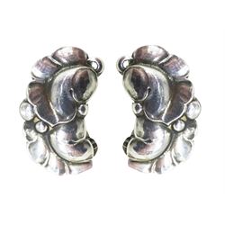 Pair of Georg Jensen & Wendel silver clip on earrings, design No. 50A