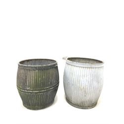 Two galvanised ribbed metal dolly tubs D48cm (Max)