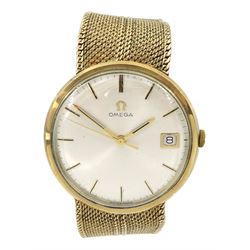 Omega gentleman's 9ct gold manual wind wristwatch, Ref. 331/2541, Serial No. 25106582, Cal. 613, silvered dial with date aperture, case hallmarked London 1968, on 9ct gold strap, hallmarked, boxed with papers