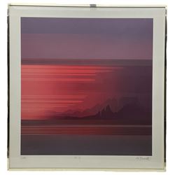 Rib Bloomfield (British 1948-): Abstract Sunset on the Mountains, limited edition silkscreen signed titled and numbered 1/5, 73cm x 69cm