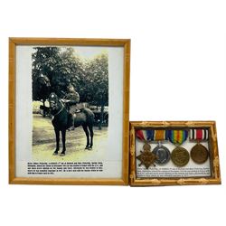 Driver Sidney Pickering ASC 14-036832 - Group of four WWI medals comprising War Medal, Victory Medal, 1914-15 Star and Special Constabulary Medal in a glazed case together with a photograph of Sidney Pickering