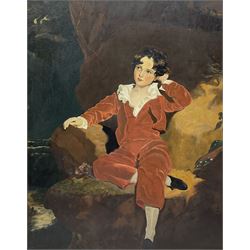After Sir Thomas Lawrence (British 1769-1830): 'The Red Boy' (Charles William Lambton), oil on board unsigned 70cm x 55cm