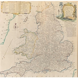Thomas Kitchin - Hand coloured map of the Roads of England and Wales 35cm x 35cm
