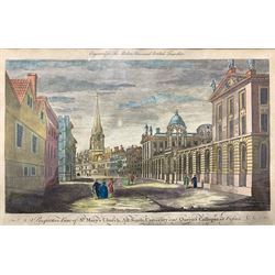 After John Donowell (British 1753-1786): 'Perspective View of St Mary's Church All Souls University and Queen's Colleges in Oxford', engraving with hand colouring published for The Modern Universal British Traveller, four engravings of York and one other max 19cm x 29cm, English School (19th century): Portrait of a Young Girl, pastel unsigned 63cm x 51cm and others (quantity)