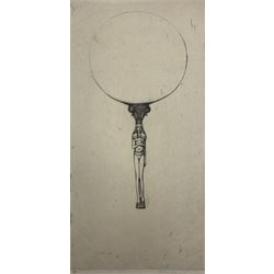 Sir David Young Cameron (Scottish 1865-1945): 'Egyptian Mirror', first strike etching signed in pencil, dated 1909 in the plate 31cm x 15cm