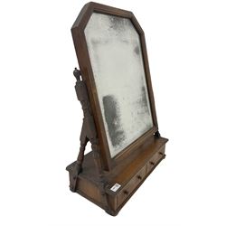 19th century mahogany toilet swing mirror , the adjustable original mirror over two drawers, made by Heal & son, London