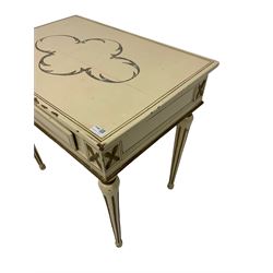 19th century Continental painted and gilded pine side table, single frieze drawer 