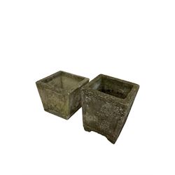 Two square reconstituted garden planters 
