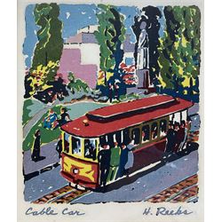 Harry D Reeks (American 1920-1982): 'Cable Car', screenprint signed in the plate 14cm x 12cm