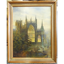  Frank Watson Wood (British 1869-1953): 'York Minster East Window', oil on board signed, titled and dated 1935, 39cm x 29cm  