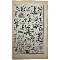 Reynolds (British 18th century): 'Hieroglyphic And Emblematical Characters', plate 138 in 'The New Royal Encyclopaedia Londinensis' by George Selby Howard (British 18th century), engraving pub. Alexander Hogg c.1788-96, 38cm x 23cm (unframed)