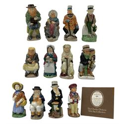 Collection of twelve toby jugs from the Charles Dickens Collection, by Woods & Sons, including Little Nell, Uriah Heep, Mr Pickwick, Mrs Gamp, etc ten with certificates 