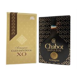 Two bottles of Brandy, Armagnac, comprising Chabot Napoleon and Cles Des Ducs XO, 0.70L 40% vol, both boxed 