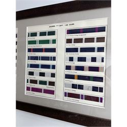 Oxford College and club colours mounted as medal bars and titled, framed as one 91cm x 32cm overall 
