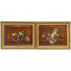 English School (19th/20th century): Still Life of Fruit, pair oils on mahogany panel unsigned 29cm x 39cm (2)