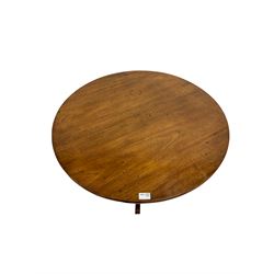 George III mahogany circular tripod table on turned support with three cabriole legs