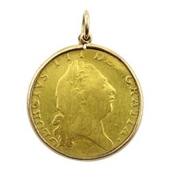 George III 1798 gold half guinea, loose mounted in 9ct gold pendant