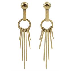 Pair of gold tassel screw back earrings, stamped 9ct