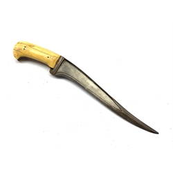 Indo Persian dagger with curved and fullered blade and ivory handle total length 32cm