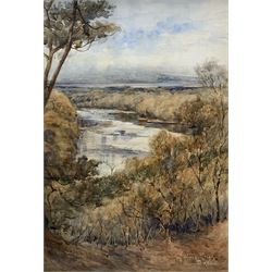 English School (late 19th century): River Scene, watercolour indistinctly signed and dated '95, housed in ornate gilt frame 50cm x 35cm