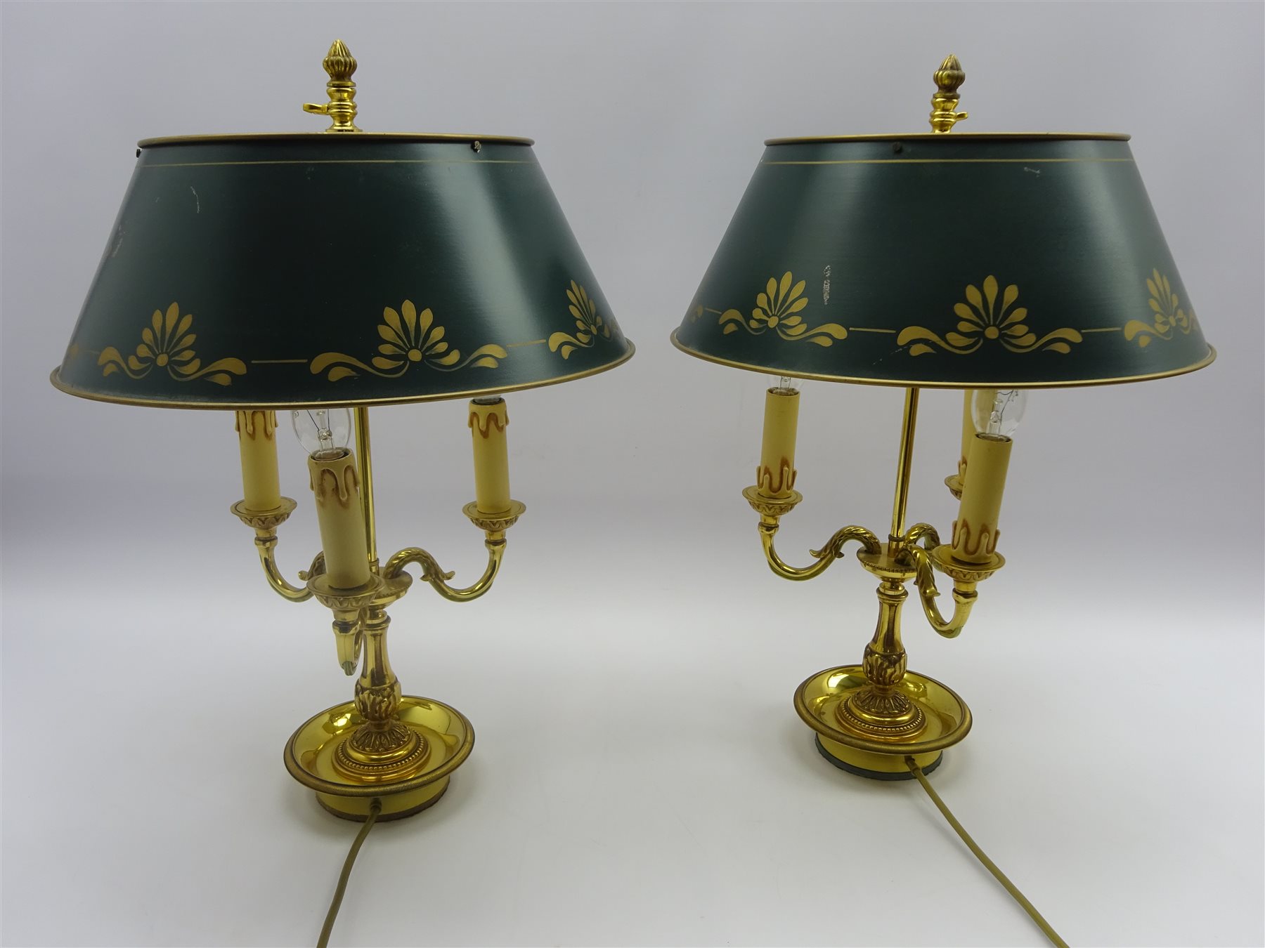Gold Painted Metal Shades, Gold Metal Branch Table Lamp