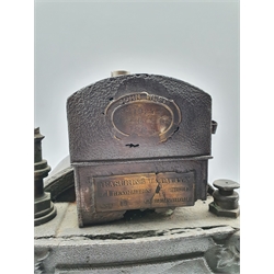 Vintage black metal gas meter by John West converted to a lamp H34cm