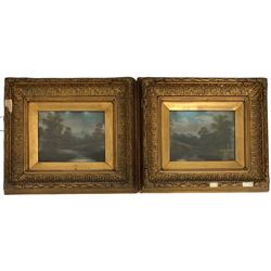 English School (19th/20th century): Tranquil Riverside Landscape, pair oils on board unsigned 17cm x 22cm (2)