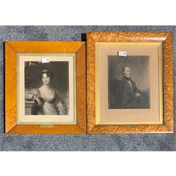 Portrait print of Charles Wood, 1st Viscount of Halifax in a maple frame, another of Louisa Countess of Durham in maple frame, together with four other portrait prints (6)