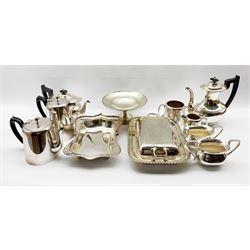 Collection of early 20th century and later silver-plated wares including an entrée dish two tea sets, comport etc 