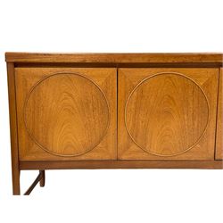 Patrick Lee for Nathan Teak - 1960s teak 'Circles' sideboard, fitted with fall front, central double cupboard and three drawers
