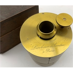 19th Century brass lens by Lerebours and Secretan, Paris with rotating calibrated dial H9cm in wooden box