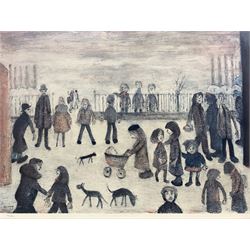After Laurence Stephen Lowry R.B.A. R.A. (British 1887-1976): 'The Park', limited edition chromolithograph blindstamped and numbered in pencil 719/850, 44cm x 62cm
