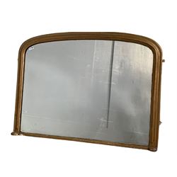 Victorian over mantel mirror, moulded gilt frame with arched top 110cm x 80cm