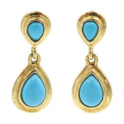 Pair of 9ct gold turquoise stud earrings, stamped 375