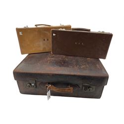 Three vintage attache cases and a leather suitcase by Samuel Taylor, Huddersfield, L61cm (3)