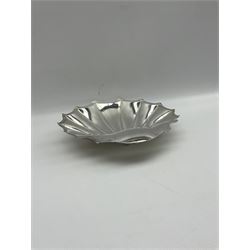 Silver shell shape fluted serving dish raised on ball feet 26cm x 25cm Sheffield 1911 Maker Pearce & Sons 11.4oz
