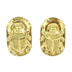 Gold scarab beetle stud earrings