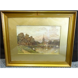 A H Ward (British 19th/20th century): On the Thames, watercolour signed 19cm x 28cm