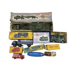 Diecast vehicles including Corgi Toys 153, Dinky Toys 32AB, 167 and 451, Dinky Supertoys 660 and 968, all boxed, incomplete, play worn (6)