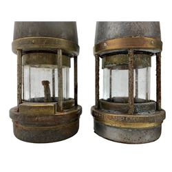 Four steel and brass miners lamps, by Wolf Safety Lamp Co William Morris Ltd, Sheffield, type FS, all PO 1979