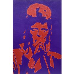 Pete (Peter) Marsh (British 1945-): David Bowie, acrylic on board, original for limited edition silk screen prints, signed and dated 1990, 50.5cm x 34cm (unframed)