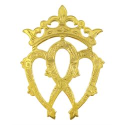 9ct gold luckenbooth brooch, with engraved decoration by Ward Brothers, Birmingham 1977