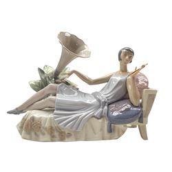 Lladro figure 'The Flapper' 1920s reclining figure L29cm 