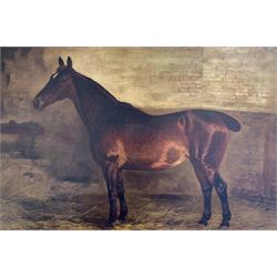 English School (19th century): 'Warlock a Marvellous Driving Mare', oil on canvas unsigned, inscribed verso 49cm x 75cm