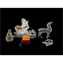 Swarovski Crystal Sleigh, Reindeer and Father Christmas, all boxed (3)