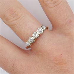 Early 20th century gold five stone old cut diamond ring, stamped 18ct Plat