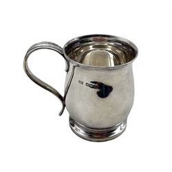 Plain silver baluster christening mug with loop handle H9cm Sheffield 1936 Maker Atkin Bros 4.7oz 