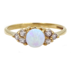 9ct gold opal and cubic zirconia ring, hallmarked