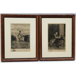 After Ernest Meissonier (French 1815-1891): Napoleon on Horseback and Man at Desk, pair engravings by W Edwin Law signed in pencil 32cm x 22cm (2)